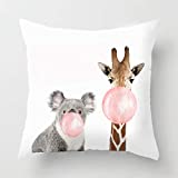 Asamour Adorable Animal Blowing Bubbles Gum Decorative Pillow Covers Super Soft Throw Pillow Case Cushion Cover 18’’x18’’ for Home Sofa Decor (Koala & Giraffe)