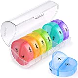 Weekly Pill Organizer 7 Day 2 Times a Day, Sukuos Large Daily Pill Cases for Pills/Vitamin/Fish Oil/Supplements (Clear)