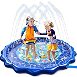 JOYIN Sprinkler & Splash Play Mat for Learning, 68” Outdoor Water Sprinkler Toys – “from A to Z” Alphabet Animals Outdoor Swimming Pool for Babies Kids and Toddlers Splash Pad