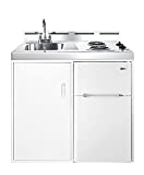 Summit Appliance C39EL 39″ Wide All-In-One Kitchenette, 2-Burner Cooktop, 2-Door Refrigerator-Freezer Included, Sink And Faucet, 115V Operation with Pre-Installed Cords
