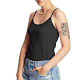 Stretch Cotton Cami with Built-In Shelf Bra (O9342) Black, L