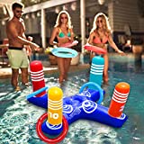 Inflatable Pool Ring Toss Pool Game Toys Floating Swimming Pool Ring with 4 Pcs Rings for Multiplayer Water Pool Game Kid Family Pool Toys & Water Fun Beach Floats (Cross Ring Toss)