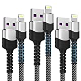 2022 Upgraded Lightning Cable iPhone Charger Cords, [3Pack 6ft] Nylon Braided Apple MFi Certified USB A to Lightning Charging Cable for iPhone 13 12 11 Mini Pro XR Xs Max X SE 8 7 6 Plus – Grey