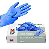 Disposable Gloves, 100Pcs Blue Nitrile-Vinyl Blend Exam Gloves Non Sterile, Powder Free, Latex Free – Cleaning Supplies, Kitchen and Food Safe(Pack of 100) (Blue Medium)