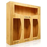 YAHHU Ziplock Bag Storage Organizer for Kitchen Drawer, Food Bag Storage Box for Drawer, Ziplock Bag Organizer for Gallon, Quart, Sandwich & Snack – 4 Slots Bags Dispenser for Drawer