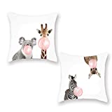 Fukeen Funny Animals Blowing Bubble Gum Decorative Super Soft Throw Pillow Cases Koala Giraffe Zebra Mule Collection Home Sofa Decor Set of 2 Standard Pillowcase 18×18 Inches