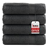 Premium Bath Towels Set Pack of 4 – 100% Ring Spun Cotton Towels – Grey Towels 27 x 54 – Soft Feel, Quick Dry, Highly Absorbent Durable Towels, Perfect for Daily Use by Infinitee Xclusives
