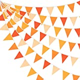 10M/32Ft Triangle Flag Fabric Banner Cotton Pennant Garland Cloth Bunting for Fall Decor Autumn Wedding Birthday Party Thanksgiving Day Home Nursery Outdoor Garden Hanging Decoration (Orange+36Pcs)