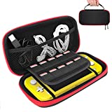 TiMOVO Carrying Case for Nintendo Switch Lite, Durable Hard Shell Portable Bag Game Storage Handbag with Handle for Nintendo Switch Lite Console, Game Cards & Accessories – Black & Red