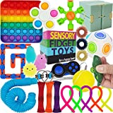 Fidget Toy Pack with Popit – Cheap Push Pop Bubble Sensory Toys for Kids, Teens, Adults – Infinity Cube, Squishy, Simple Dimple – Stress Relief for Autism, ADHD, Anxiety – Boys and Girls School Prize