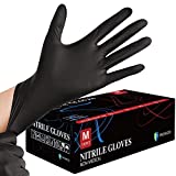 PROMEDIX P Nitrile Gloves,Box of 100 Medium,3mil Gloves Disposable Latex Free,Disposable Gloves for Househode,Food safe (Black Box of 100, Large)