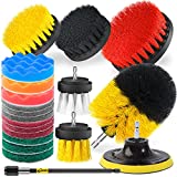 Holikme 20Piece Drill Brush Attachments Set, Scrub Pads & Sponge, Buffing Pads, Power Scrubber Brush with Extend Long Attachment, Car Polishing Pad Kit