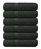 Onyx Linen, 100% Pure Cotton Bath Towels in Pack of 6, Luxury Grey Bath Towels, Spa & Gym Towels for Bathroom for Daily Use, Bath Towel – 22×44