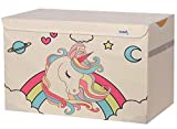 Yosayd Flexible Unicorn Kids Fabric Toy Storage Bins with Flip-top Lid, Light Weight Large Toy Chest for Toy, Book, Clothing