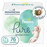 Diapers Newborn/Size 0 (<10 lb), 76 Count – Pampers Pure Protection Disposable Baby Diapers, Hypoallergenic and Unscented Protection, Super Pack (Packaging & Prints May Vary)
