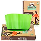 Doodie Flush™ Dog Poop Bag (Box of 50 poop bags for dogs) Flushable 100% Environmentally Friendly Compostable Biodegradable Pet Waste Bags, Extra Thick & Strong, Biodegrades In Seconds with Water