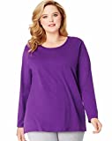 Just My Size Women’s Plus Size Long Sleeve Tee, Violet Splendor, 1X