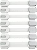 Child Safety Strap Locks (10 Pack) Baby Locks for Cabinets and Drawers, Toilet, Fridge & More. 3M Adhesive Pads. Easy Installation, No Drilling Required, White/Gray