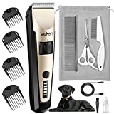 Veken Dog Grooming Kit Clippers, Low Noise Rechargeable Cordless Electric Quiet Dog Clippers for Grooming, Professional Pet Hair Clippers Shaver Trimmers Set for Thick to Heavy Coats Dogs Cats Pets