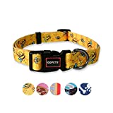 QQPETS Adjustable Soft Dog Collar: Print Flower Pink Multicolor Cute Patterns for XS Small Medium Large Pet Girl Boy Puppy Walking Running Training (S, Yellow Bee)