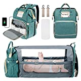 Diaper Bag Backpack with Bed, Portable Crib Backpack with Sunshade for Boys Girls, Newborn Essentials Stuff, Baby Travel Gear Necessities Registry Baby Shower Gifts for Maternity Women