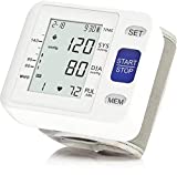 Blood Pressure Monitor – Wrist Accurate Automatic High Blood Pressure Monitors Portable LCD Screen Irregular Heartbeat Monitor with Storage Case and Adjustable Cuff Powered by Battery – White