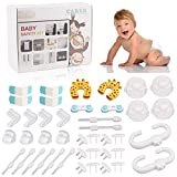 Baby Proofing Kit,42 PCS Child Proofing Pack Baby Safety Products Kit Baby Safety Kit with Home Hidden Lock for Cabinet & Drawer,Adjustable Safety Latches,Corner Guards,Outlet Covers,Stove Knob Cover