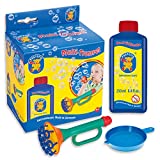 PUSTEFIX Multi Bubble Trumpet Blowing Toy for Kids Set includes Trumpet Blower, 8.45 oz Bubbles Bottle and Liquid Tray