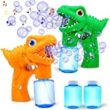 JOYIN 2 Dinosaur Bubble Guns with 2 Bubble Solution (147 ml) for Toddlers, Bubble Maker and Blower, Indoor and Outdoor Summer Play Toys, Kids Party Favor, Game Toys