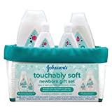 Johnson’s Touchably Soft Newborn Baby Gift Set for New Parents, Baby Bath & Skincare Essentials for Newborn Skin, Hypoallergenic, Free of Paraben, Sulfates, and Dyes, 5 Items