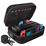 VORI Carrying Case for Nintendo Switch 2017/Switch OLED Model 2021, Protective Hard Portable EVA Travel Carry Case Storage Shell Pouch for Nintendo Switch Console Pro Controller & Accessories Black