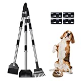 Topmart Dog Pooper Scooper,Pet Poop Scooper Set with Aluminum Tray,Rake and Spade,Long Steel Poles, Easy to Use,Detachable,Suit for Small Medium Dogs