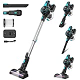 INSE Cordless Vacuum Cleaner, 6-in-1 Rechargeable Stick Vacuum with 2200 m-A-h Battery, Powerful Lightweight Vacuum Cleaner, Up to 45 Mins Runtime, for Home Hard Floor Carpet Pet Hair- N5S Azure
