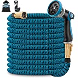 Unywarse 100ft Garden Hose Expandable Water Hose, Expanding Garden Pipe with 10 Function Zinc Nozzle, Solid Brass Fittings, Extra Strength Fabric, Lightweight Flexible Yard Hose for Watering