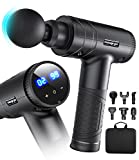 Massage Gun,Quiet Brushless Deep Tissue Percussion Muscle Massager Gun for Back Neck Relieve,Handheld Portable LCD Touch Screen Massage Gun with 30 Variable Speed,6 Massage Heads&Carrying Case