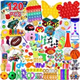 120Pcs Fidget Toy Pack, Stress&Anxiety Relief Tools Bundle Fidget Toys Set for Kids Adults, Sensory Fidget Pack, Autistic ADHD Toys, Fidget Box with Push Bubbles