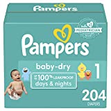Diapers Size 1, 204 Count – Pampers Baby Dry Disposable Baby Diapers, Enormous Pack, Packaging & Prints May Vary