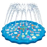 OBUBY Sprinkler & Splash Play Mat for Kids, Splash Pad for Wading and Learning, 60″ Children Outdoor Water Sprinkler Toys –from A to Z Outdoor Swimming Pool for Babies Toddlers and Boys Girls