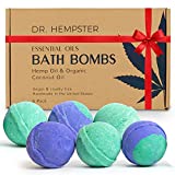 Natural Bath Bomb Gift Set – Hemp Bath Bombs with Organic Coconut Oil, Shea Butter, Refreshing Eucalyptus and Relaxing Lavender for Men and Women – Handmade in USA – 6 Pack