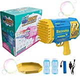 Bubble Blowing Gun 69 Hole Kid Electric Huge Amount Bubble Maker Strong Tightness Bubble Blaster Bazooka Bubble Machine with Colorful Lights for Boys Girls Adults Birthday Summer Outdoor Party Gift