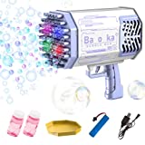 Bazooka Bubble Gun, 69 Holes Automatic Bubble Machine Gun Oversized Color Lighting Bubble Machine for Summer Outdoor Birthday Wedding Party Boys Girl Gifts(C-Purple)