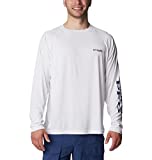 Columbia Men’s Terminal Tackle Long Sleeve Shirt, White/Nightshade Logo, X-Large