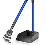 Dog Pooper Scooper for Medium Small Dogs TOOGE Dog Poop Scooper for Yard with Heavy Duty Metal Long Handle Rake and Tray for Pet Waste Pick Up (Blue)