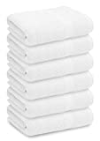 SOFTCOTT Bath Towel Set White Pack of 6 Cotton Terry Towels for Bathroom 24×48 Soft Ring Spun Spa Hotel Gym Shower Bathroom Towels
