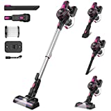 INSE Cordless Vacuum Cleaner, 6-in-1 Rechargeable Stick Vacuum with 2200 m-A-h Battery, Powerful Lightweight Vacuum Cleaner, Up to 45 Mins Runtime, for Home Hard Floor Carpet Pet Hair- N5S Rose
