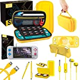 Orzly Switch Lite Accessories Bundle – Case & Screen Protector for Nintendo Switch Lite Console, USB Cable, Games Holder, Comfort Grip Case, Headphones, Thumb-Grip Pack & more (Orzly Gift Pack Yellow)