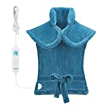 RENPHO Large Heating Pad for Back Pain Relief, 24″x33” Electric Heated Pad for Neck and Shoulders, Fast-Heating with 6 Temperature Settings, Auto Shut Off Available, ETL Certified – Blue