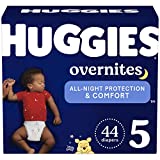 Overnight Diapers Size 5 (27+ lbs), 44 Ct, Huggies Overnites Nighttime Baby Diapers