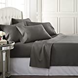 Danjor Linens Queen Size Bed Sheets Set – 1800 Series 6 Piece Bedding Sheet & Pillowcases Sets w/ Deep Pockets – Fade Resistant & Machine Washable – Grey