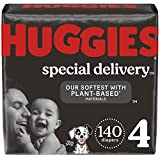 Hypoallergenic Baby Diapers, Huggies Special Delivery, Softest Diaper, Safe for Sensitive Skin, Size 4 (140 Count) – Packaging May Vary
